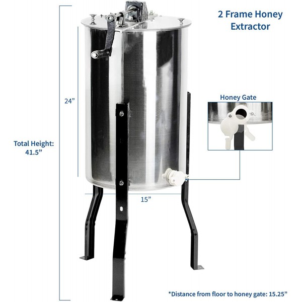 VIVO New Large Two 2 Frame Stainless Steel Manual Crank Bee Honey Extractor SS Honeycomb Spinner Model (BEE-V002)