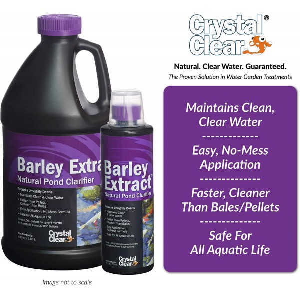 CrystalClear Barley Extract Concentrate - Natural Liquid Pond Clarifier - 2.5 Gallons Treats Up to 160,000 Gallons