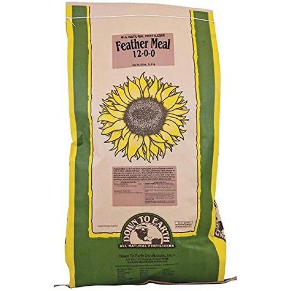 Down to Earth Feather Meal 12-0-0, 50 lb. - for all types of growing plants, shoots, flowers, fruits and vegetables