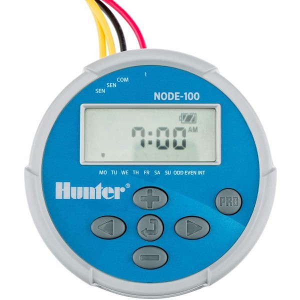 HUNTER Sprinkler NODE100 NODE-100 Battery Controller with Solenoid, Small, Blue
