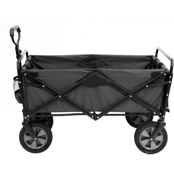 Mac Sports Collapsible Outdoor Utility Wagon with Folding Table and Drink Holders, Gray