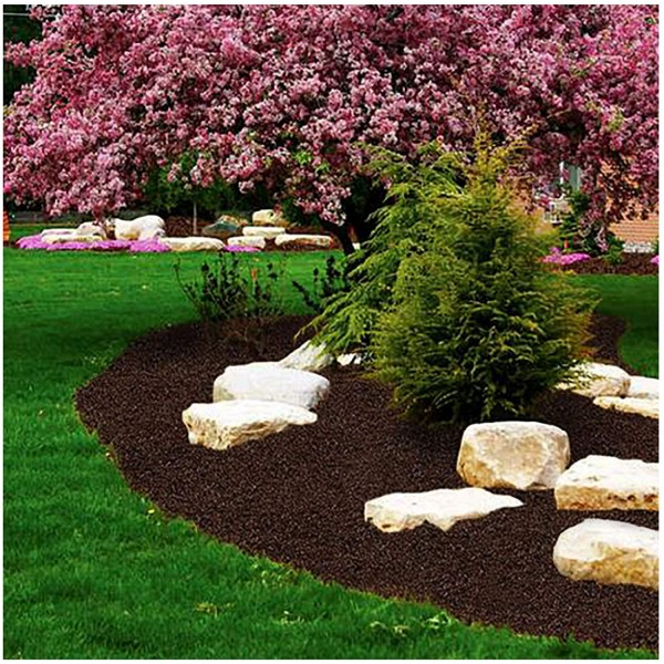 NuPlay Rubber Nugget Landscaping Mulch Ground Cover Weed Barrier, 4 Pack, Earthtone
