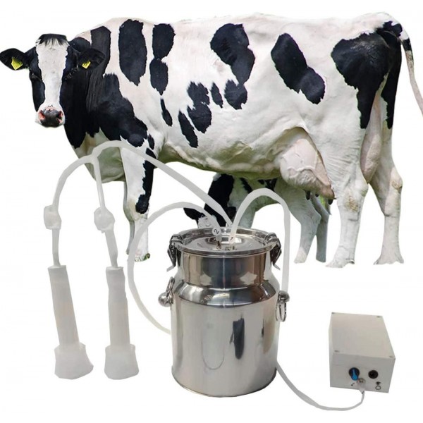 BEETLA Electric Pulsation Milking Machine 5L Portable Cow Milking Machine with 2 Teat Milker with Automatic Stop Device