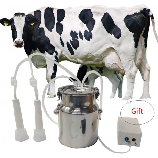 BEETLA Electric Pulsation Milking Machine 5L Portable Cow Milking Machine with 2 Teat Milker with Automatic Stop Device