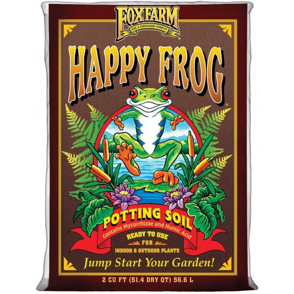 FoxFarm FX14047 Happy Frog pH Adjusted Organic Plant Garden Potting Soil Mix Bag, 2 Cubic Feet (4 Pack)