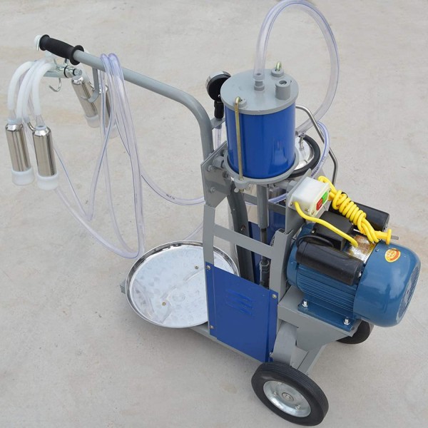 Electric Milking Machine, 25L 0.55KW Piston Style Argricultural Portable Stainless Steel Farm Ewe Milking Milker 1440rmp/min Vacuum Pump Milking Machine
