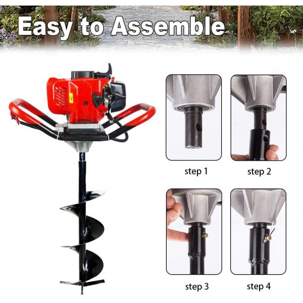 Pumplus Gas Powered 52CC Post Hole Digger for Fence and Planting with Extention and 6