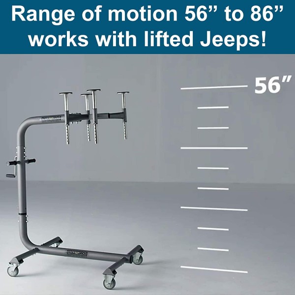 RollnJack Hard Top Removal Lift for Jeeps: 2007 -to- Present Jeeps (JK & JL), 2 and 4-Door Jeeps, Lifted Jeeps. Quick and Easy Assembly! Take Off Your Top in a Matter of Minutes