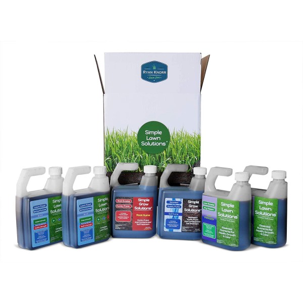 Simple Lawn Solutions X Ryan Knorr - Lawn Essentials Bundle Box - 6 Piece Set- Lawn Food 16-4-8 NPK, Lawn Energizer Booster, Root Hume- Humic Fulvic, Soil Hume- Seaweed, Humic Fulvic