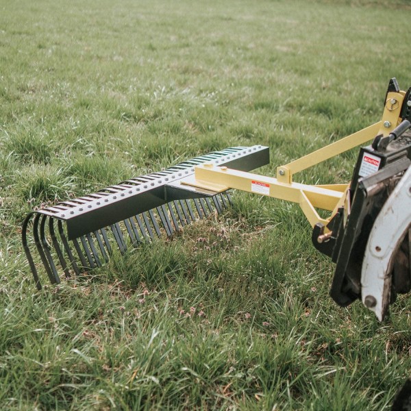 Titan Attachments 5-Ft Landscape Rake for Compact Tractors, Quick Hitch Compatible Tow-Behind Garden Tool