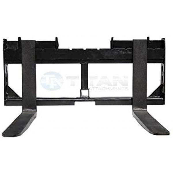 Titan Attachments Skid Steer 42 in Pallet Fork Frame 2 in Trailer Hitch Receiver for Bobcat Case Kubota 3 Point Tractor