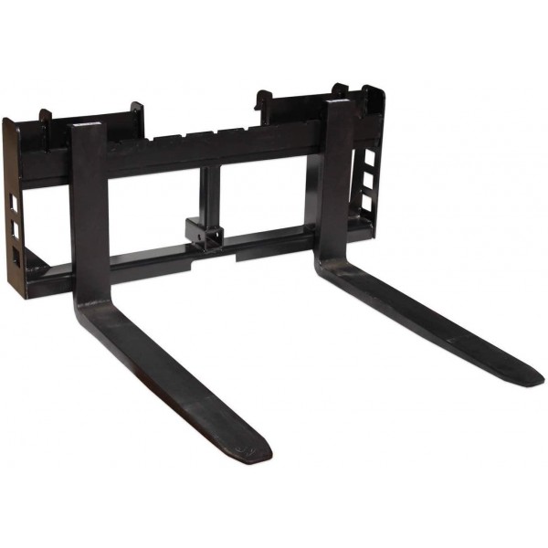 Titan Attachments Skid Steer 42 in Pallet Fork Frame 2 in Trailer Hitch Receiver for Bobcat Case Kubota 3 Point Tractor