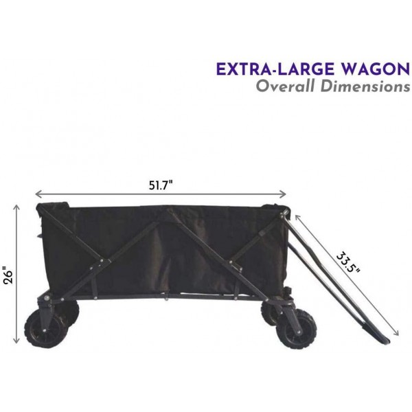 Impact Canopy Folding Collapsible Utility Wagon, Extra-Large Wagon with All-Terrain Wheels, Black
