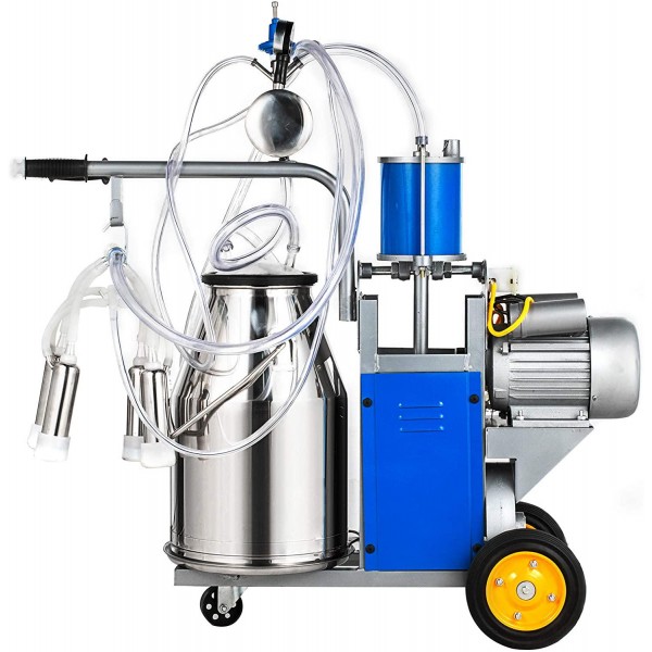 Happybuy Electric Milking Machine 1440 RPM 5-8 Cows per Hour Milker Machine 0.55 KW Milking Equipment with 25L 304 Stainless Steel Bucket Single Cow Milking Machine Bucket Milker for Cows