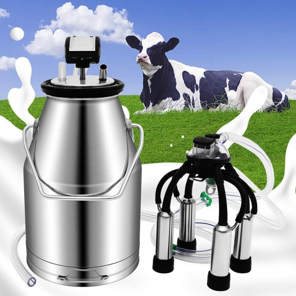 Tolsous Milking Machine for Goats Cows 25L Automatic Electric Portable Milk Vacuum Pulsation Dampener Stainless Steel Professional