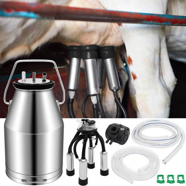 Tolsous Milking Machine for Goats Cows 25L Automatic Electric Portable Milk Vacuum Pulsation Dampener Stainless Steel Professional