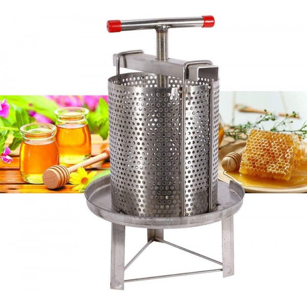 Honey Press, Stainless Steel Household Manual Press Crank Bee Honey Extractor Beekeeping Equipment Tool for Beekeeping Agriculture US Stock