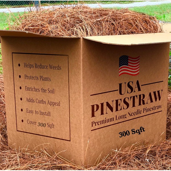 USA Pine Straw - Premium Pine Needle Mulch - Covers 300 Sqft