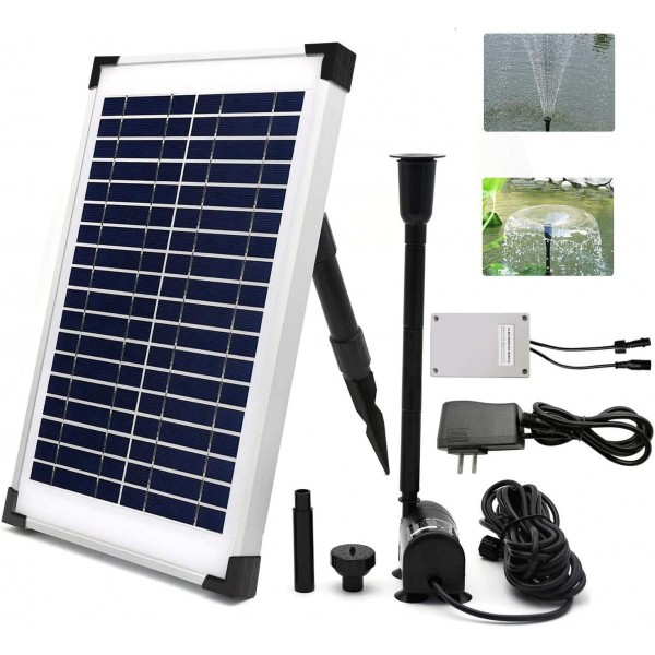 ECO-WORTHY Solar Fountain Water Pump Kit 12W, 160GPH Pump, 12 Watt Solar Panel With Battery Backup and Charge Cable for Sun Powered Fountain, Pond Aeration, Hydroponics, Garden Decoration, Aquaculture