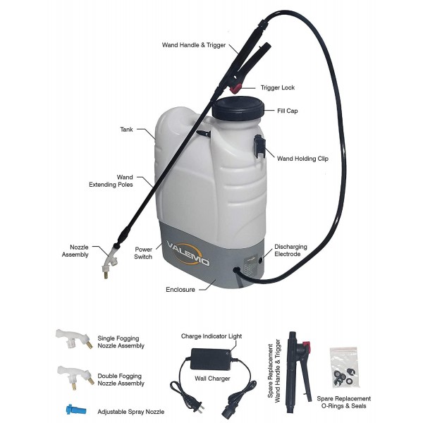 VF-ES100 Cordless Electrostatic Backpack Sprayer for Total Coverage Spraying of Disinfectant Solutions and More.