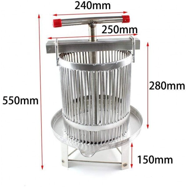 TFCFL Universal Household Manual Bee Honey Press Presser Wax Machine for Beekeeping Agriculture Vertical Stripe Silver (55cm/21.7