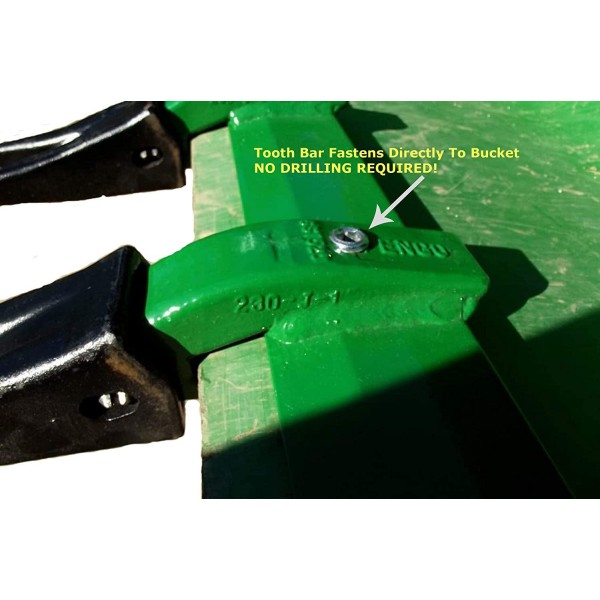 Heavy Hitch Green 49 Inch Bucket Tooth Bar for Sub-Compact Tractor No Drilling Required | Heavy Duty Design Made in USA