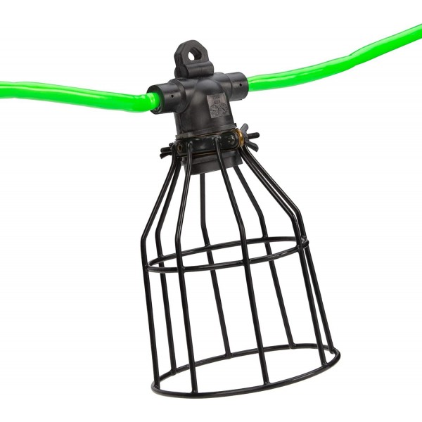Illuminator 100-Foot Work Light String for Construction Site/Workshop/Garage, 10 Durable Metal-Caged Sockets
