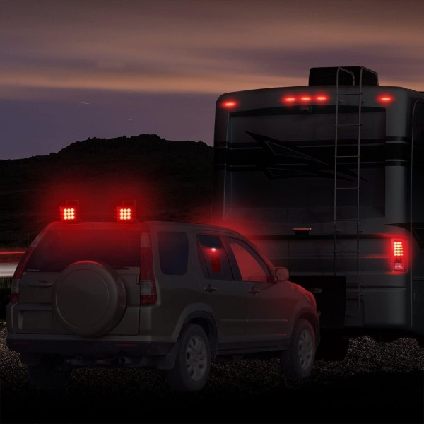 Bully NV-5164 Wireless Trailer Red LED Light Kit with Magnetic Base for RV, Campers, Boats, Farming Equipment, Long Trailers, and Tow Trucks - Requires 12AA Battery