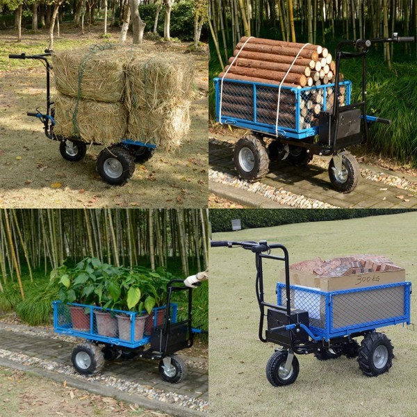 Landworks Utility Service Cart Wheelbarrow Power Wagon Super Duty Electric 48V DC Li-Ion Battery Powered 500LBS Load & 1000LBS+ Hauling Capacity Farm & Garden Dump w/All Purpose Modular Cargo Bed