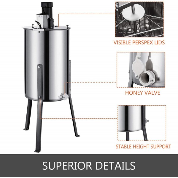 Happybuy Extraction Honeycomb Drum Spinner Beekeeping Equipment with Strainer, 3 Frame, Electric Honey Extractor