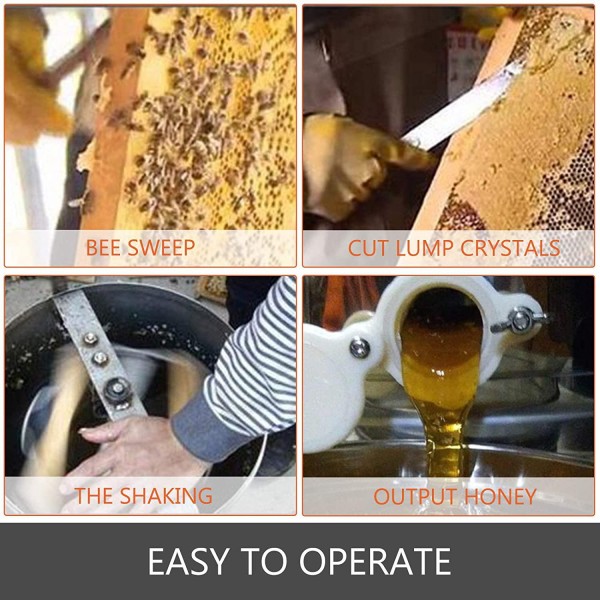 Happybuy 4 Frame Manual Honey Extractor Stainless Steel Honeycomb Drum Spinner Crank Beekeeping Equipment Apiary Centrifuge Equipment