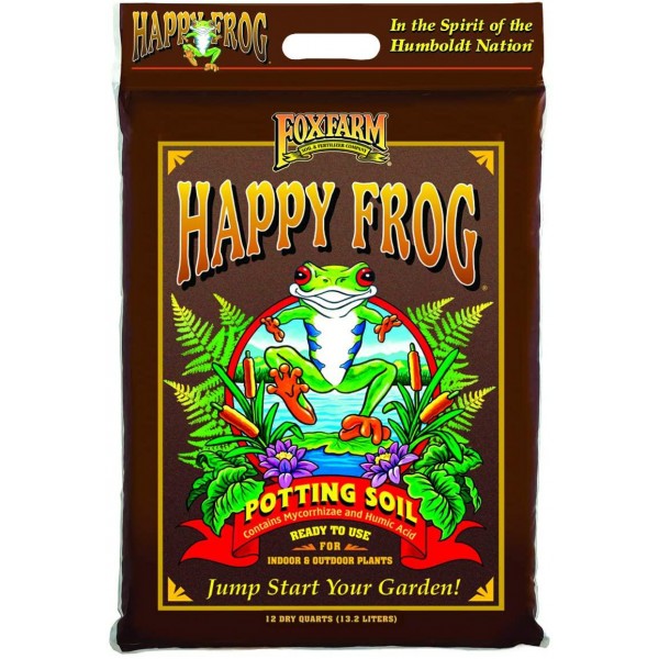 FoxFarm FX14054 Happy Frog Nutrient Rich and pH Adjusted Rapid Growth Garden Potting Soil Mix is Ready to Use, 12 Quart (4 Pack)