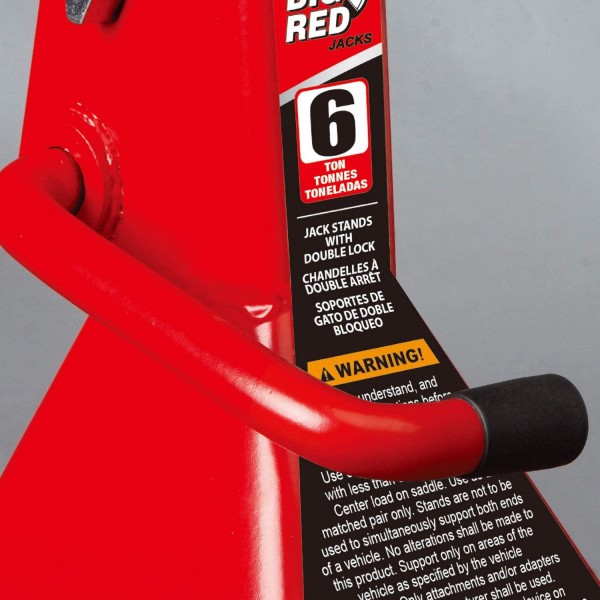 BIG RED T46002A Torin Steel Jack Stands: Double Locking, 6 Ton (12,000 lb) Capacity, Red, 1 Pair