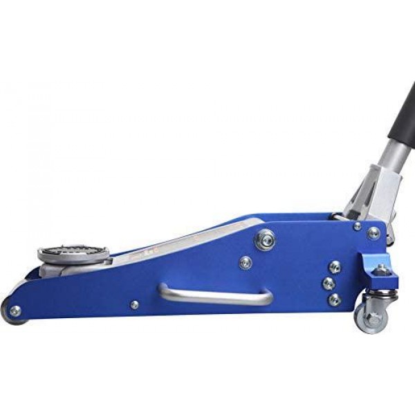 BIG RED T815016L Torin Hydraulic Low Profile Aluminum and Steel Racing Floor Jack with Dual Piston Quick Lift Pump, 1.5 Ton (3,000 lb) Capacity, Blue