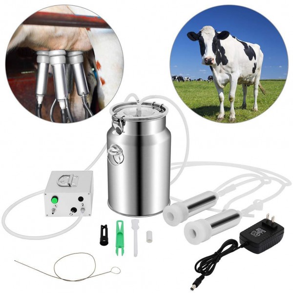 Tolsous Milking Machine 7L Electric Pulsation Vacuum Milking Supplies for Cows Cattle or Sheep Optional Automatic Portable