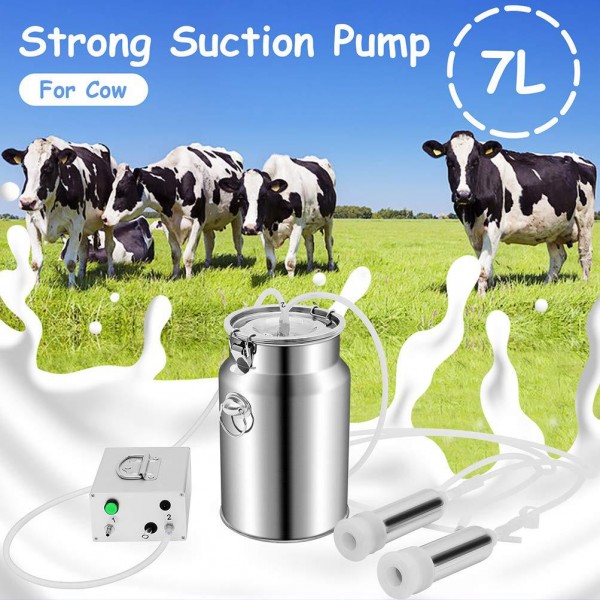 Tolsous Milking Machine 7L Electric Pulsation Vacuum Milking Supplies for Cows Cattle or Sheep Optional Automatic Portable