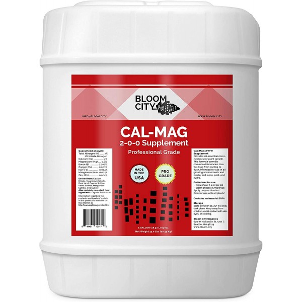 Bloom City Professional Grade Ultra Pure Cal-Mag Growing Fertilizer, 5 Gallon (640 oz)