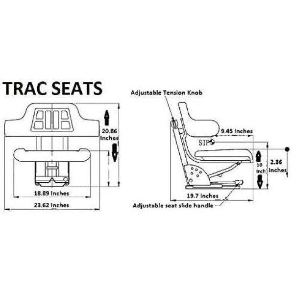 TRAC SEATS Yellow Brand TRIBACK Style Universal Tractor Suspension SEAT with TILT FITS John Deere 2140 2150 2155 2240 2250 5310 5400 5510 6110