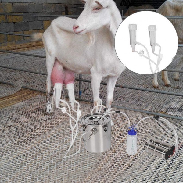 GLOGLOW Electric Milking Machine, Goat Sheep Cow Impulse Milking Machine Portable Vacuum-Pulse Pump 5L