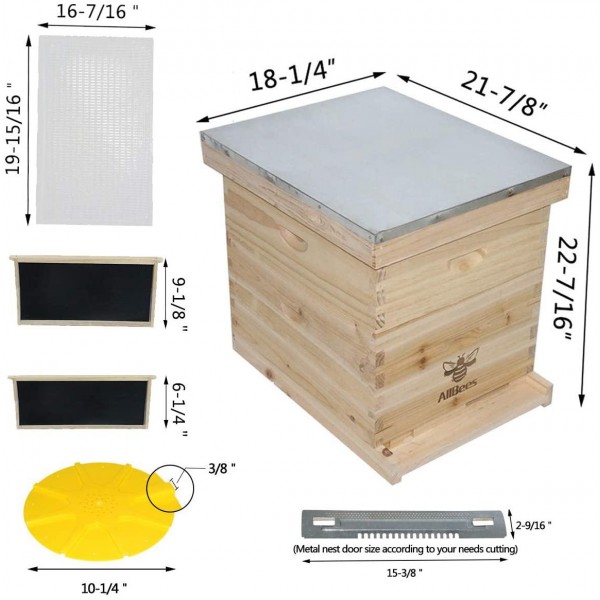 AliBees Bee Hive with 10 Medium &10 Deep Honeycomb Foundation Frames, Includes Cedarwood Frames & Foundation for Beekeeping(2 Layer)