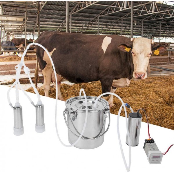 Dioche Milker, Milking Machine, Stainless Steel Milking Machine for Milking Machine Milking Bottle(U.S. regulations)