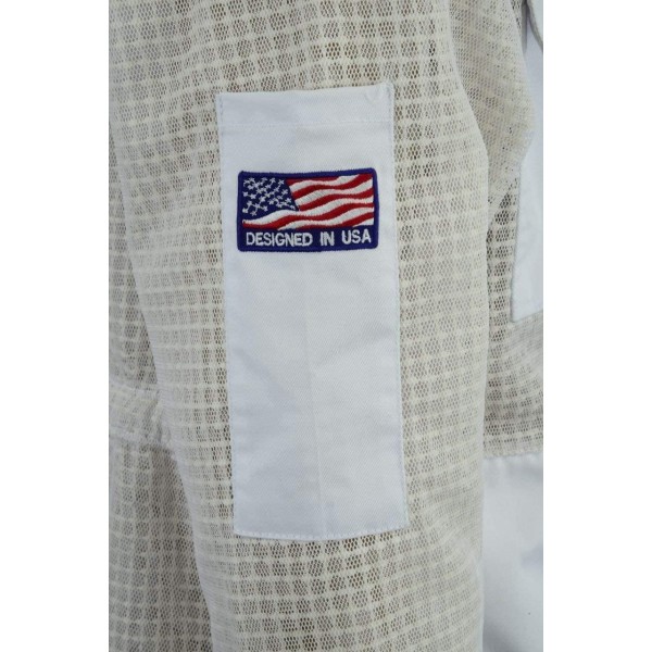Protective Bee 3 Layer Ultra Ventilated Safety Protective Unisex White Fabric Mesh Beekeeping Jacket Beekeeper Bee Suit Outfit Fency Veil-4XL