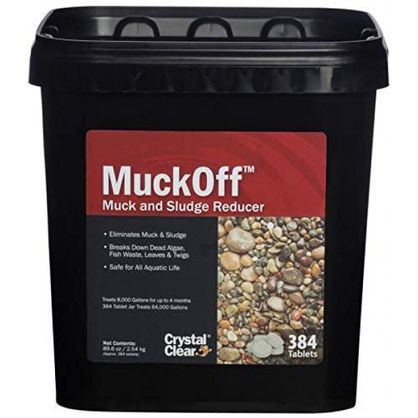 CrystalClear MuckOff - Muck & Sludge Reducer - 384 Tablets - Treats 16,000 Gallons for Up to 4 Months