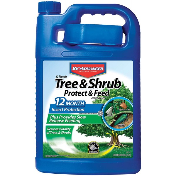 BioAdvanced 701915A 12 Month Tree and Shrub Feed Fertilizer with Insect Protection, 1-Gallon, Concentrate