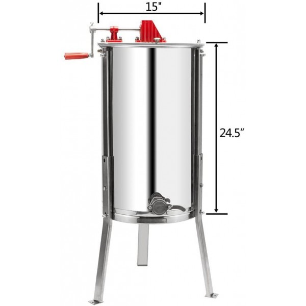 VINGLI 3 Frames Manual Honey Extractor Separator, Food Grade Stainless Steel Honeycomb Spinner Drum Crank By Hand With Adjustable Height Stands, Beekeeping Pro Extraction Apiary Centrifuge Equipment