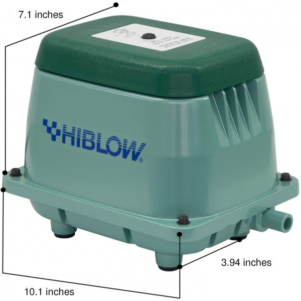 HI-BLOW (HP 80) Upgraded Liner Air Pump Pond Aeration Septic Aerator Low Power Consumption, Clean Oil-Less Air, Low Vibration, Low Sound Levels, Energy Efficiency