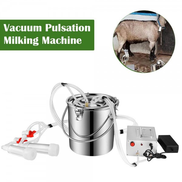 S SMAUTOP 7L Electric Pulsation Milking Machine Single Bucket Piston Vacuum Pulsation Milking Machine Goat Milking Supplies for Cows Cattle or Sheep Optional (Use US Plug)