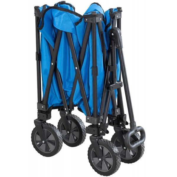 Sunjoy Odell Collapsible Folding Wagon Cart with Wheels, Blue
