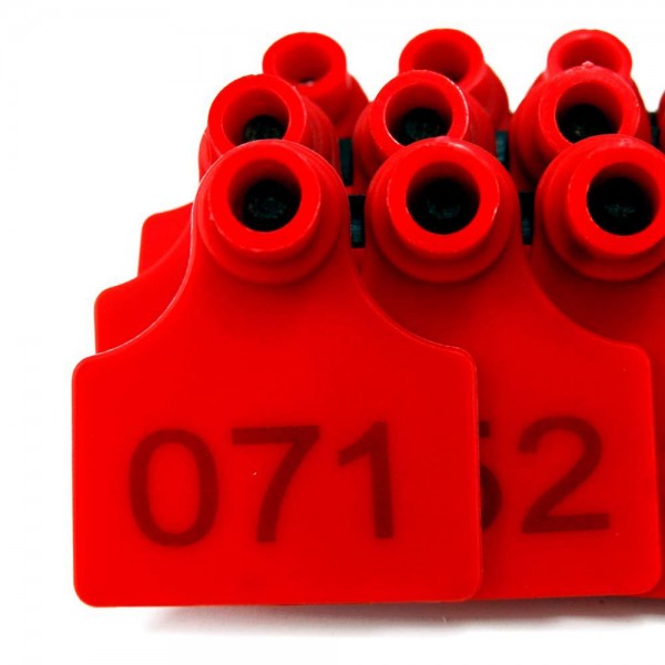 500Sets Livestock Identification Numbered Plastic Ear Tags for Calves Sheep Cattle Cows Pigs TPU Precision Earring (Red) with 1 pcs Plier Applicator