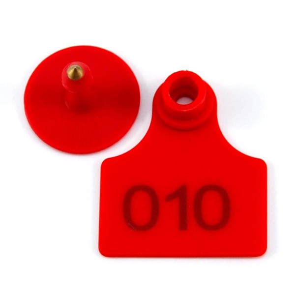 500Sets Livestock Identification Numbered Plastic Ear Tags for Calves Sheep Cattle Cows Pigs TPU Precision Earring (Red) with 1 pcs Plier Applicator
